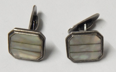 Pair of cufflinks with mother of pearl inlays, 835 silver