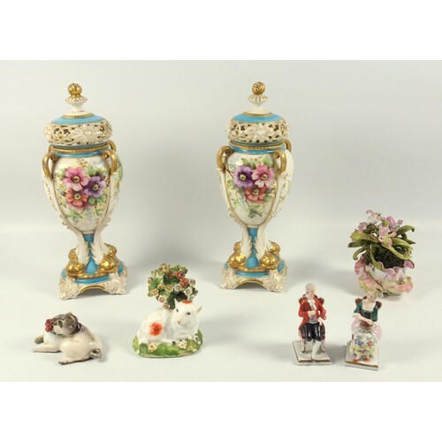 Pair of early 20th century continental porcelain vases and c...