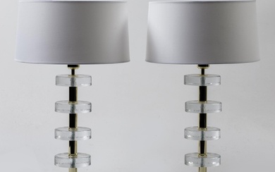 Pair of glass table lamps, Murano, Italy, 20th century