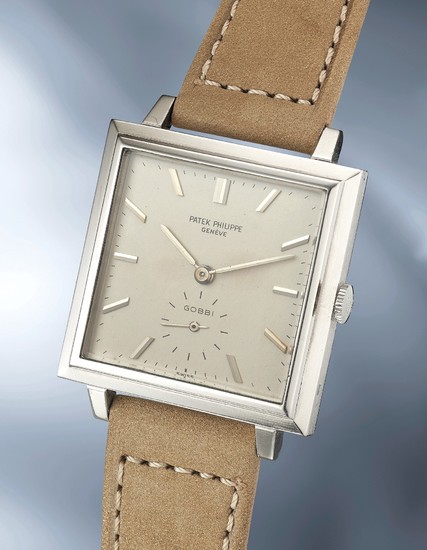 Patek Philippe, Ref. 3485 A highly rare and attractive white gold square-shaped wristwatch