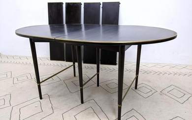 Paul McCobb Brass Bound Dining Table. with 4 Leaves. Ov