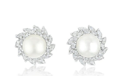 Pearl and Fine Diamond Earrings