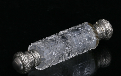 Perfume bottle, nickel silver, crystal.