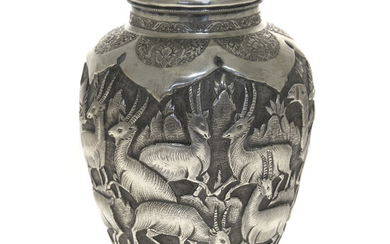 Persian Silver Vase, Circa 1900.