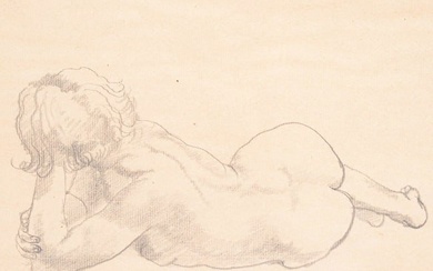 Philip Evergood Drawing, Nude Female Figure
