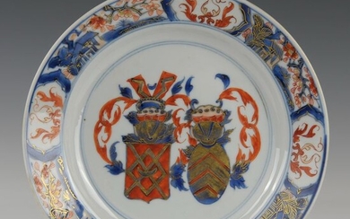 Plate (1) - Imari, Chine de Commande - Porcelain - Coat of arms with family crest of Family Sautijn - China - Yongzheng (1723-1735)