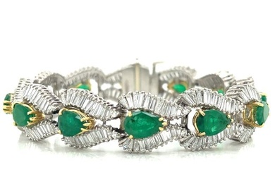 Platinum Emerald & Diamond Bracelet