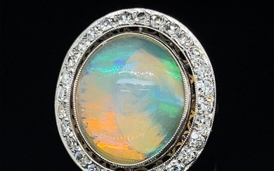 Platinum Opal Diamond Oval Ring