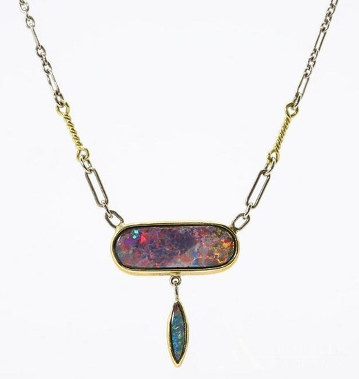 Platinum and 18KY Gold Opal Necklace