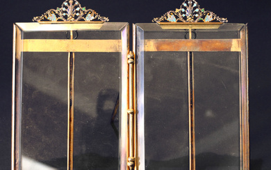 Portafotos en cristal y bronce esmaltado , S. XIX