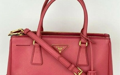 Prada Galleria Double Zip Pink Saffiano Leather Small