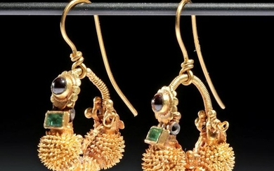 Published Greek 20K+ Gold Earrings w/ Gemstones (pr)
