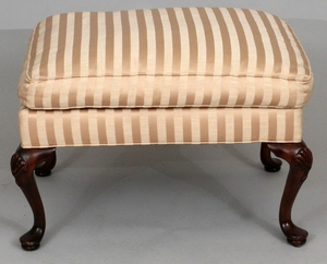 QUEEN ANNE STYLE SILK UPHOLSTERED WOOD STOOL 20 28 21