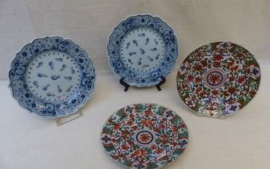 Four Delft earthenware plates, 18th century.