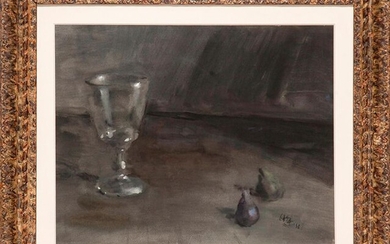 RAMÓN GAYA (Murcia 1910-Valencia 2005) "Still life with a glass and figs". 1948 Watercolour on paper. Signed and dated 1948 Measurements: 42,3 x 53 cm Work exhibited in: -La Pedrera, Caixa de Catalunya Foundation Exhibition Hall, "Ramón Ga