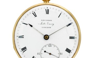 RECORDON, LATE EMERY, LONDON | A PINK GOLD OPEN-FACED DUMB QUARTER REPEATING WATCH 1806, NO. 8932