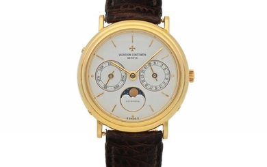 Vacheron Constantin, REF 46009 YELLOW GOLD WRISTWATCH WITH DAY, DATE AND MOON PHASES CIRCA 1989
