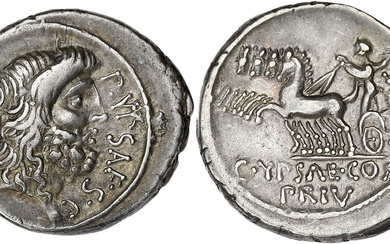RÉPUBLIQUE ROMAINE P. Plautius Hypsaeus. Denier ND (60 av. J.-C.), Rome. RRC.420/1a ; Argent -...
