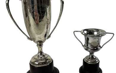 ROBERT PRINGLE & SONS; a miniature hallmarked silver trophy cup...