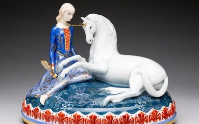 ROYAL DOULTON LADY AND THE UNICORN FIGURINE.