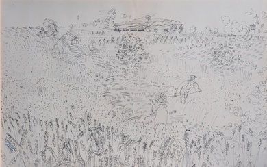 Raoul DUFY (1877-1953) Les moissons Lithographie sur vélin, morceau de papier avec cachet Atelier Raoul...
