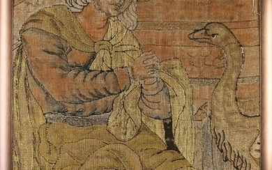 Rare 16th - 17th century gobelin. Goose keeper in