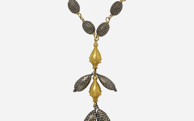 Rebecca Koven Colored diamond, gold, and silver necklace