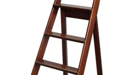 Regency Style Mahogany and Brass Folding Library Ladder