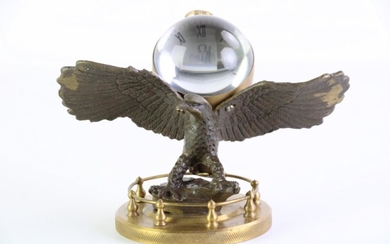 Reproduction Omega Clock depicting an Eagle Spreading its Wings W 17cm