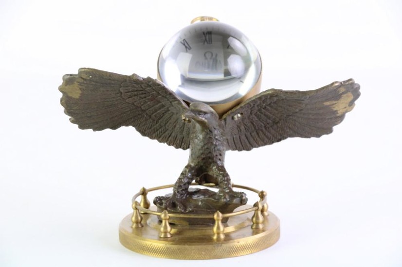Reproduction Omega Clock depicting an Eagle Spreading its Wings W 17cm