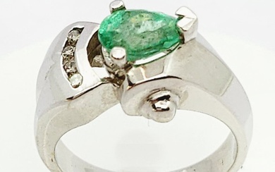 Ring - White gold Emerald - Diamond