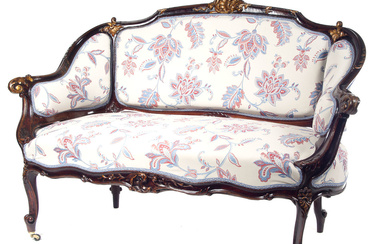 Rococo style sofa 18/19th century. Rococo style. Birch, fabric. 89x130x77 cm
