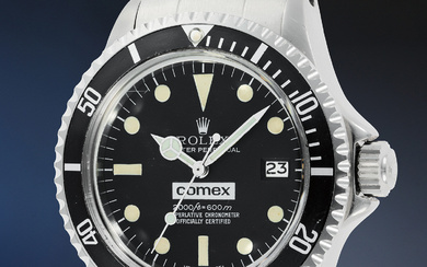Rolex, Ref. 1665 A rare and fine stainless steel diver’s wristwatch with helium escape value, date, bracelet, service guarantee, and presentation box, made for COMEX