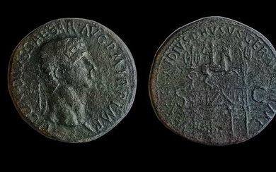 Roman Empire. Claudius (AD 41-54). Sestertius Rome - Triumphal arch