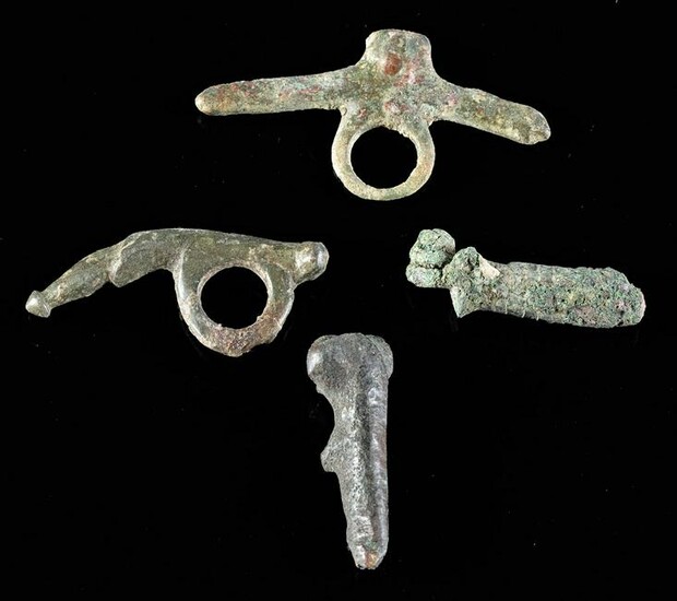 Roman Leaded Bronze Phallic Pendants (4)