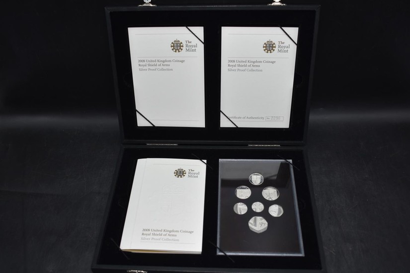 Royal Mint 2008 Royal Shield of Arms Silver proof coin set, ...