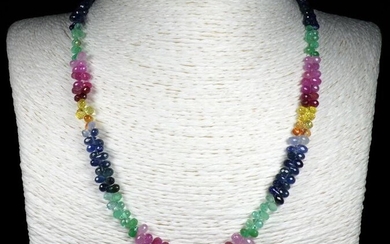 Rubies, Emeralds, Sapphires - Necklace - 47.5×44×0.7 cm - 22.4 g