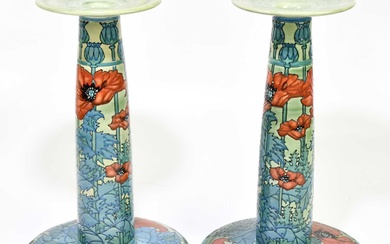 SALLY TUFFIN FOR DENNIS CHINAWORKS; a pair of large candlesticks...