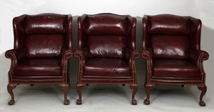SCHAFER BROTHERS WINGBACK LEATHER CHAIRS PCS. 48 34 36