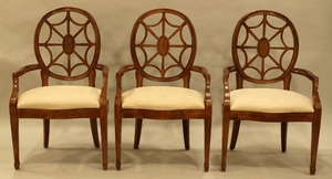 SET SHERATON STYLE OVAL BACK OPEN ARM CHAIRS 39 23.5