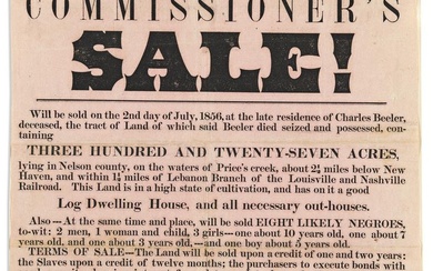 (SLAVERY & ABOLITION.) Commissioner's Sale! . . . Eight Likely Negroes.
