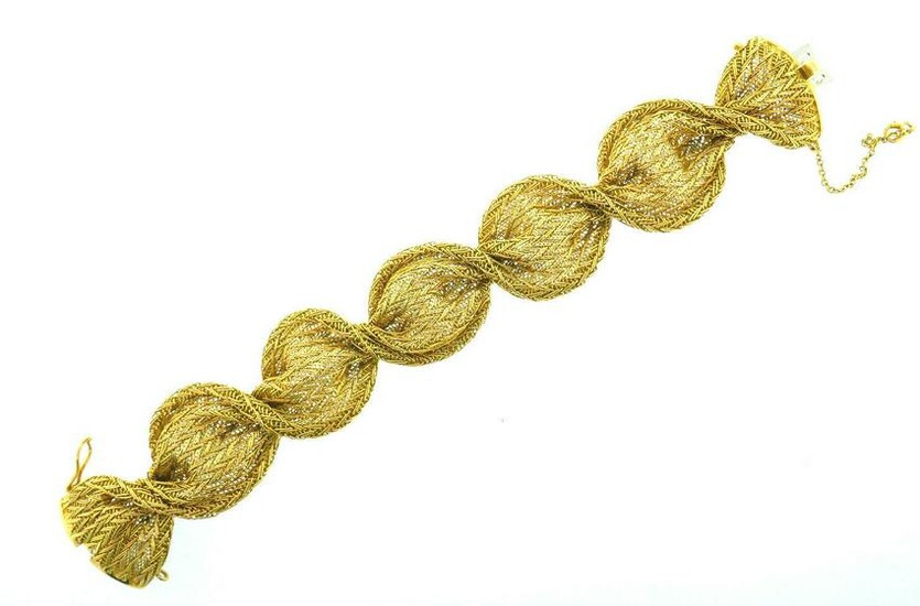 STUNNING 1950s French 18k Yellow Gold Woven Bow Braided