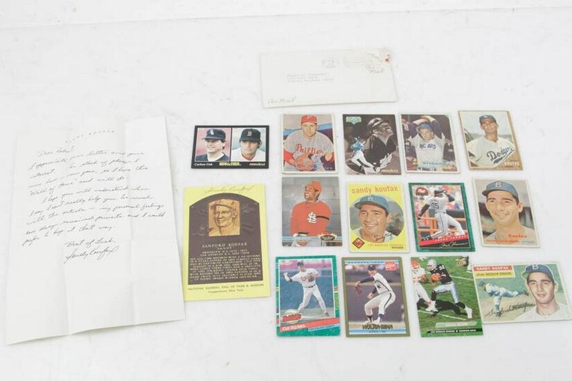 Sandy Koufax Baseball Cards, Signed Letter