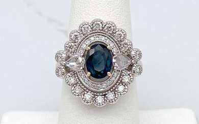 Sapphire And Diamond Platinum Ring
