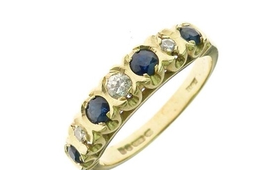 Sapphire and diamond 18 carat gold half hoop ring,...