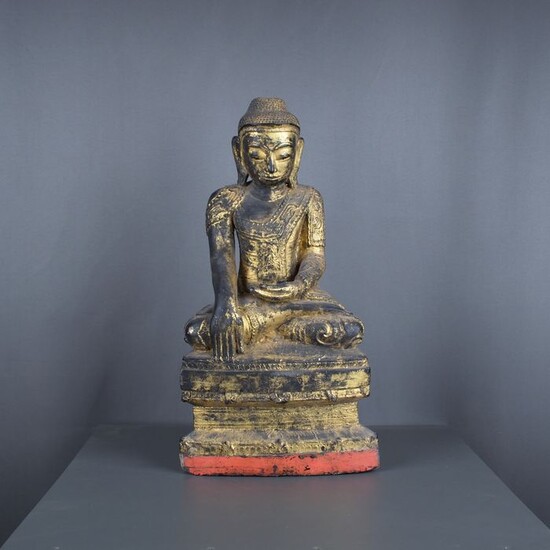 Sculpture (1) - Gilt, Wood - bouddha - Burma - Konbaung dynasty (1752 - 1885)