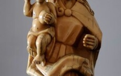 Sculpture, Virgin and child - Ivory - Late 19th century