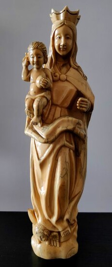 Sculpture, Virgin and child - Ivory - Late 19th century