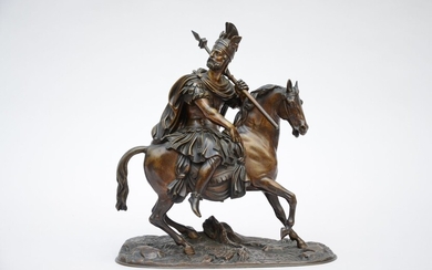 Sculpture en bronze 'cavalier romain' (31x29x11cm)