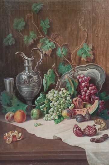 Scuola italiana del XIX secolo, firmato A. Benvenuto - Natura morta di frutta